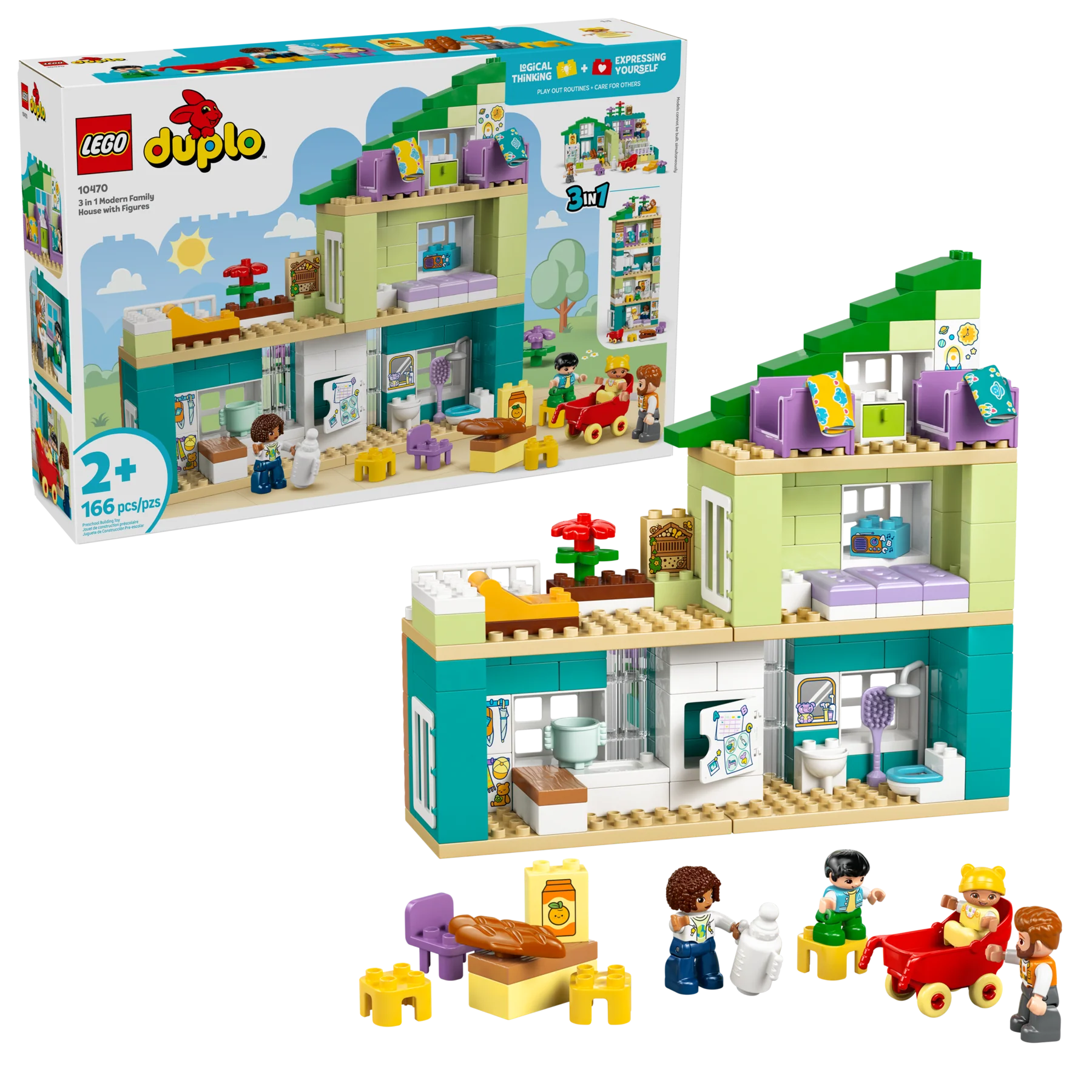 3 in 1 Modern Family House with Figures - Image 2