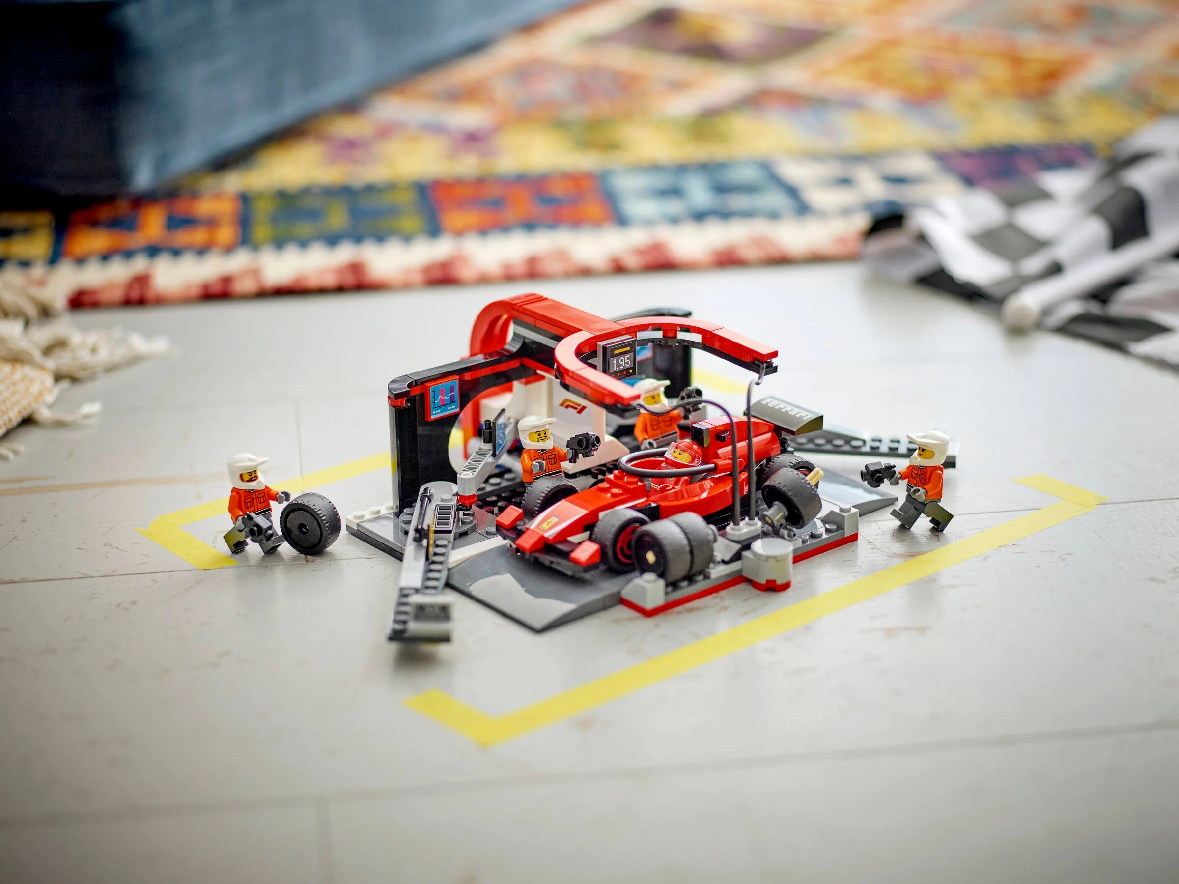 F1 Pit Stop & Pit Crew with Ferrari Car - Image 9