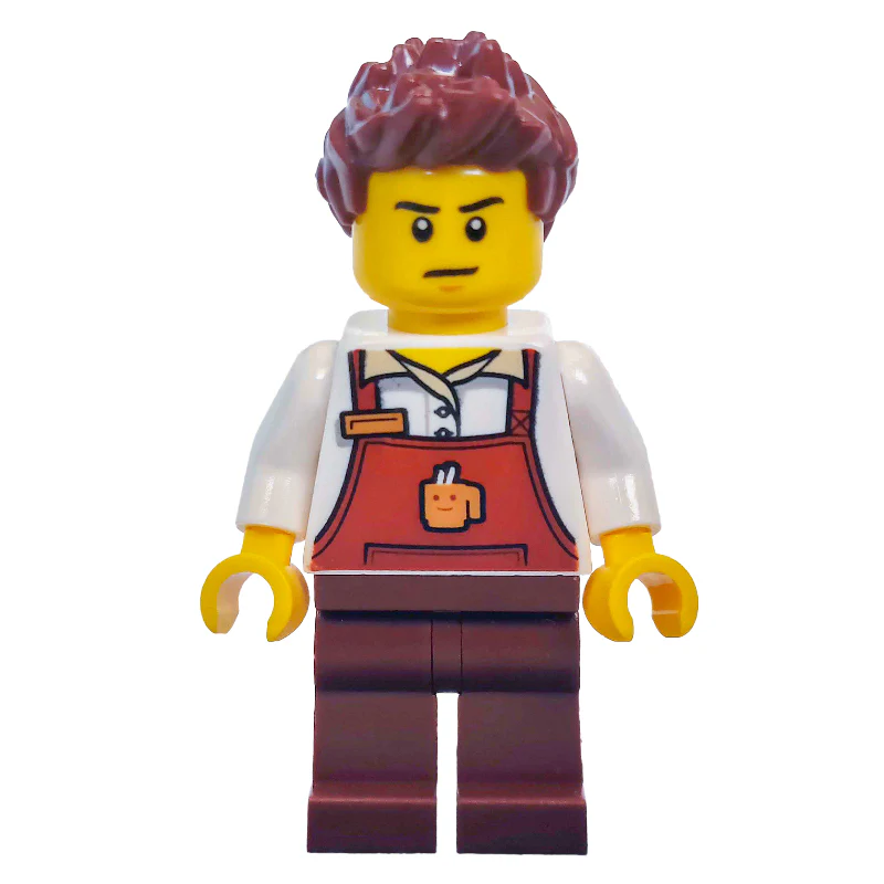 Rocky, Reddish Brown Apron with Cup on Front